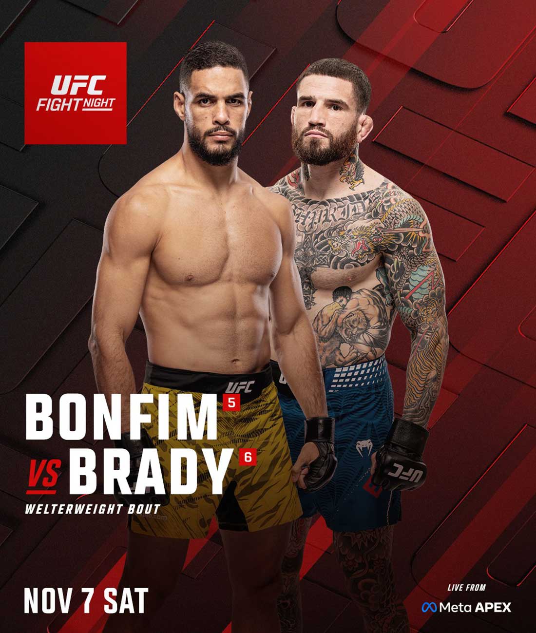 UFC Fight Night 293: Бонфим – Брэди, дата проведения, кард, участники и результаты